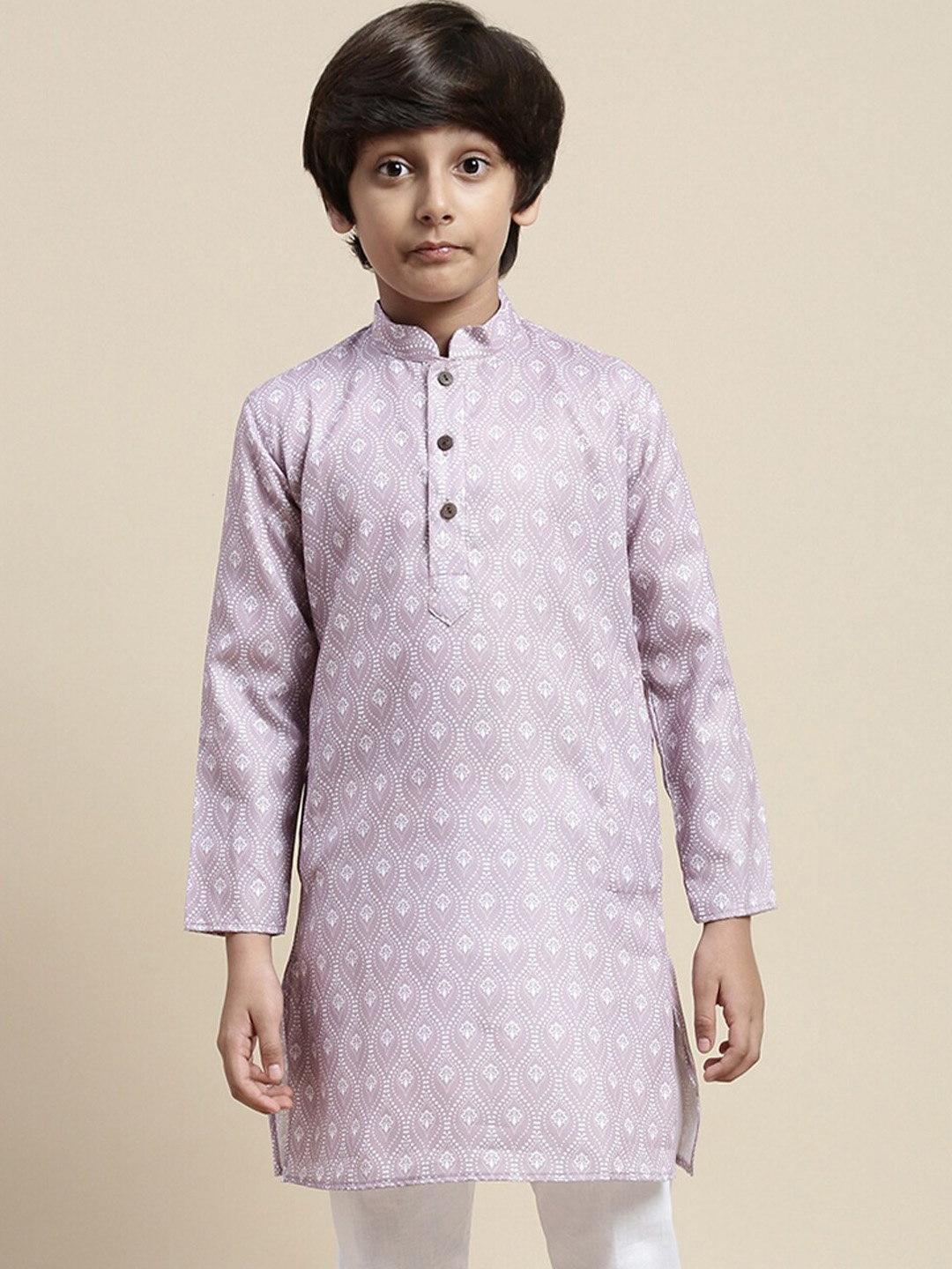 

Sanwara Boys Geometric Thread Work Pathani Kurta, Purple