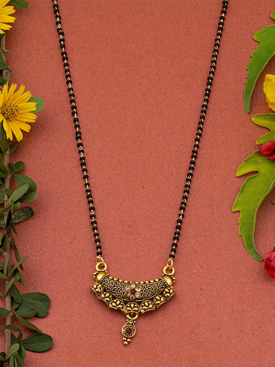

Ramdev Art Fashion Jwellery Gold-Plated Stone-Studded & Beaded Mangalsutra