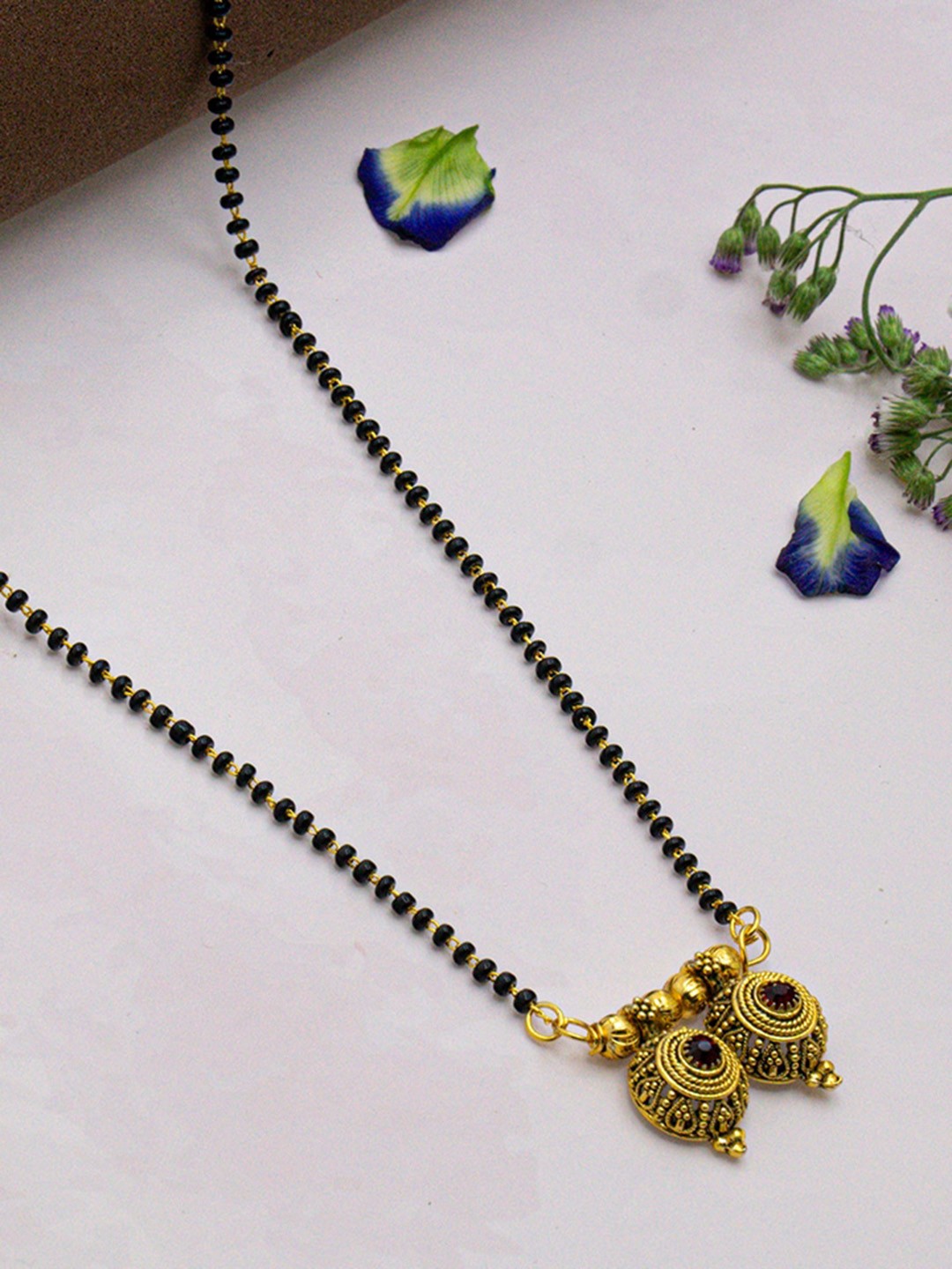 

Ramdev Art Fashion Jwellery Gold-Plated Stone-Studded & Beaded Mangalsutra