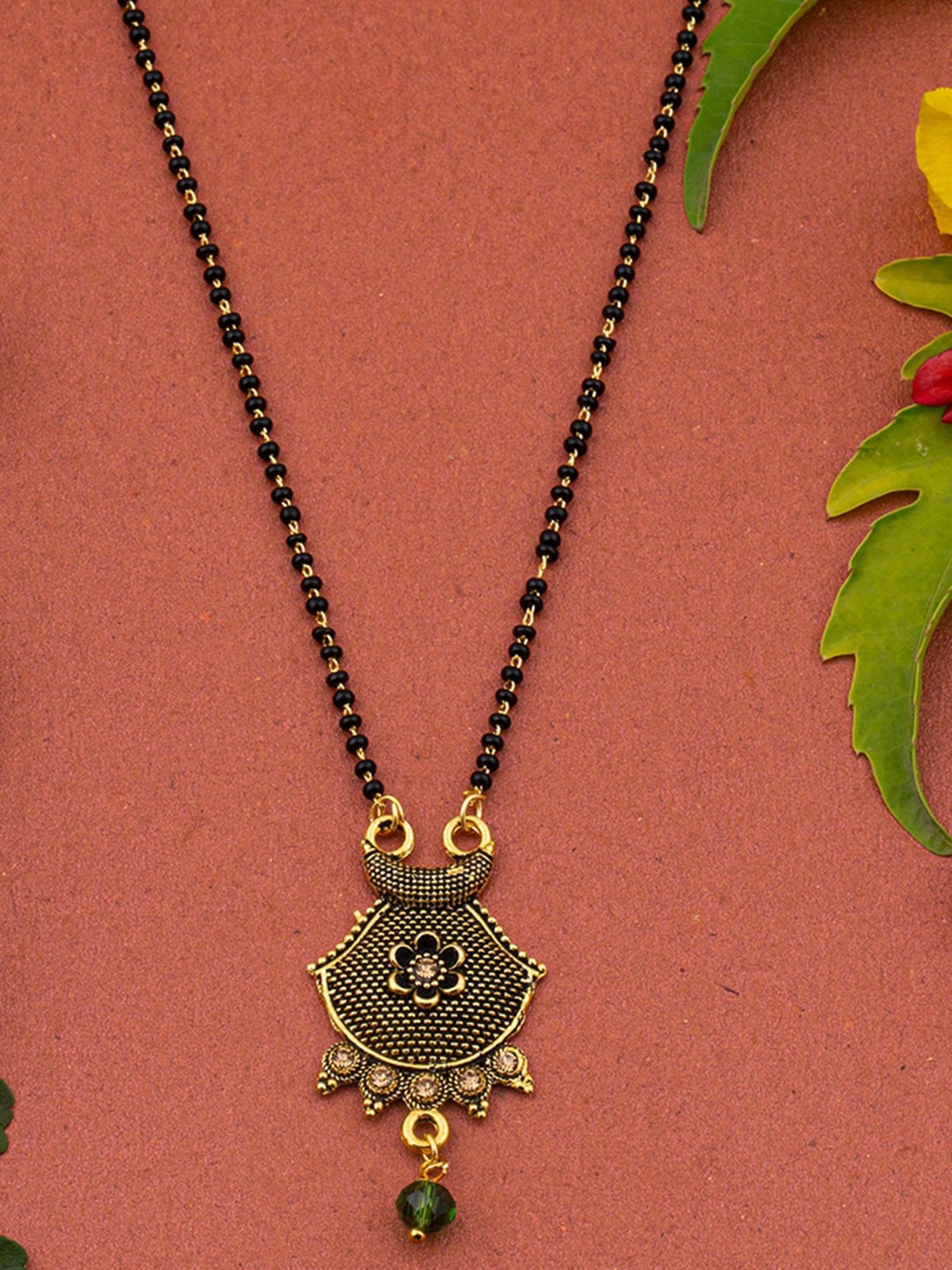 

Ramdev Art Fashion Jwellery Gold-Plated Stone-Studded & Beaded Mangalsutra