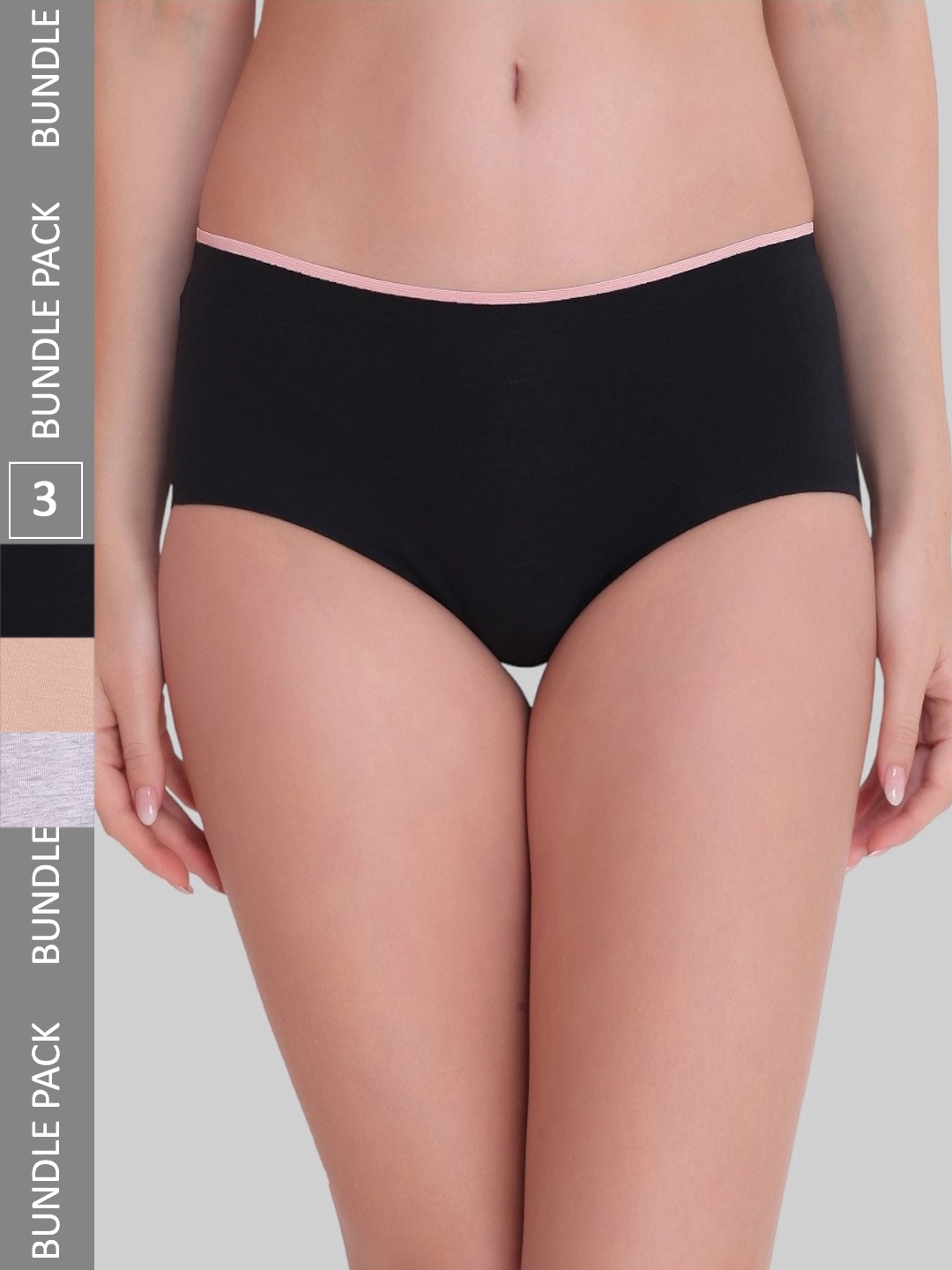 

PLUMBURY Women Pack of 3 Mid-Rise Briefs PLPANTY918ABL/BG/GRM, Black