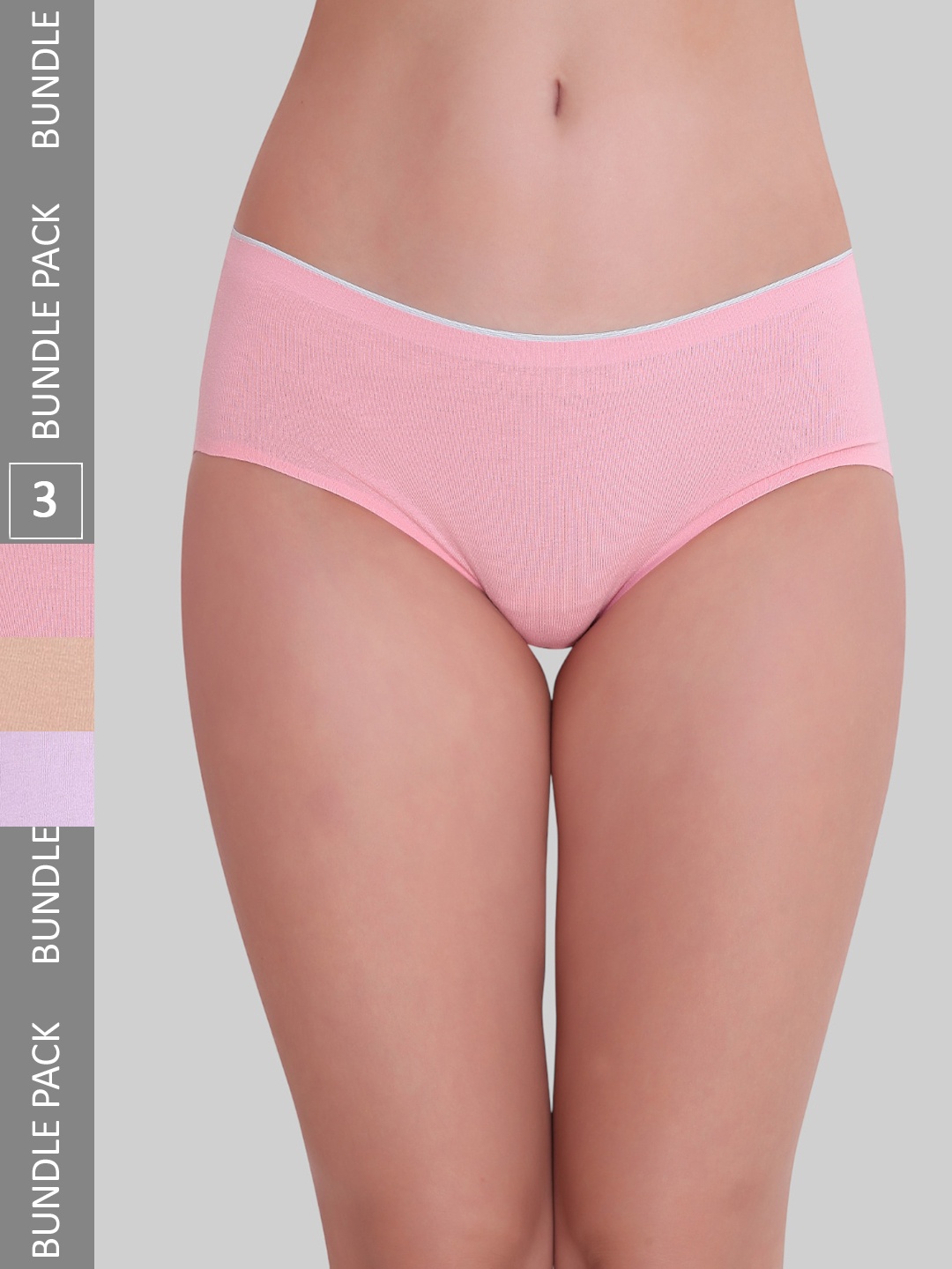 

PLUMBURY Pack Of 3 Cotton Mid-Rise Hipster Briefs, Beige
