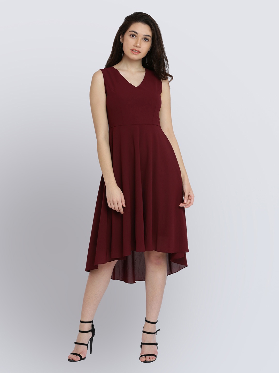 

Miss Chase Women Red Solid Fit and Flare Dress