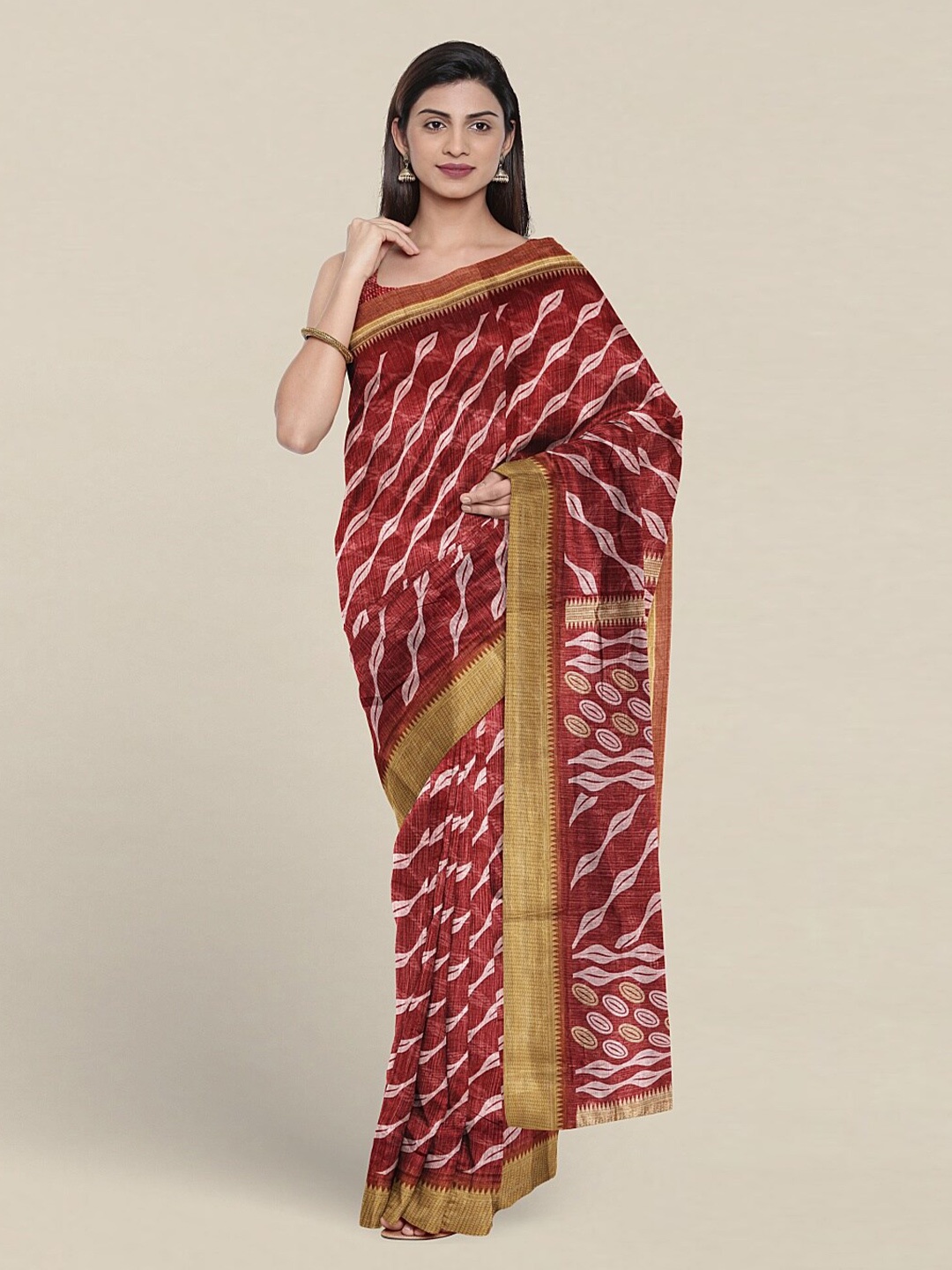 

Pothys Leheriya Printed Zari Saree, Mauve