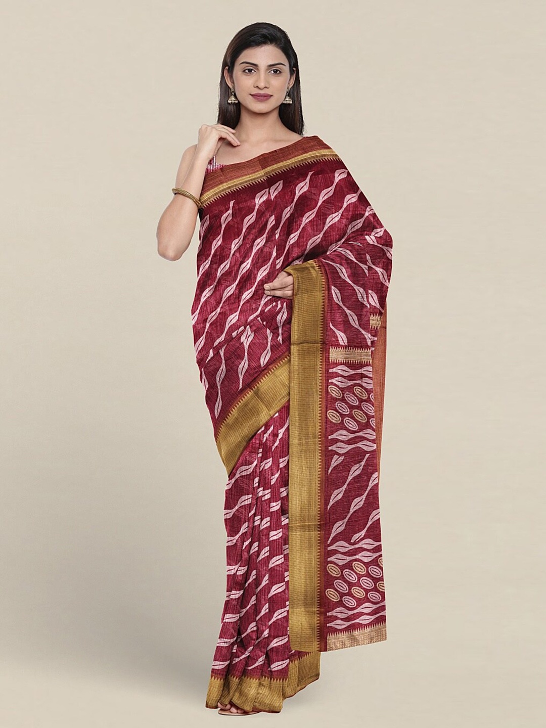 

Pothys Leheriya Printed Zari Saree, Purple