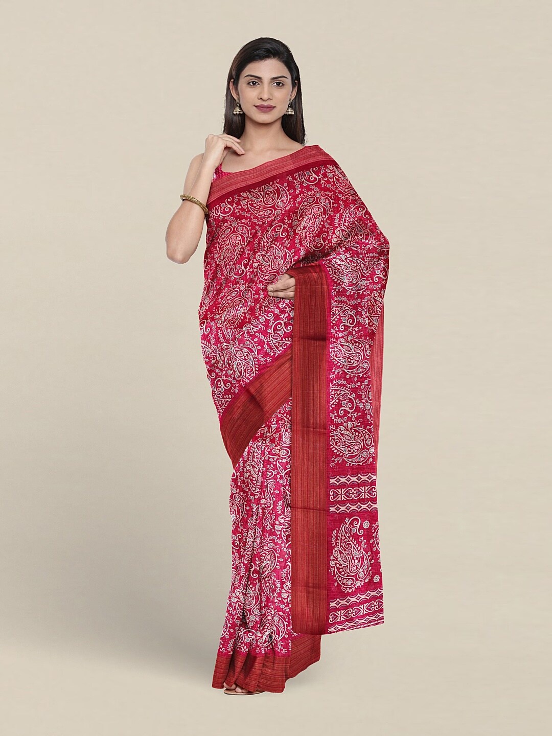 

Pothys Ethnic Motifs Printed Saree, Pink