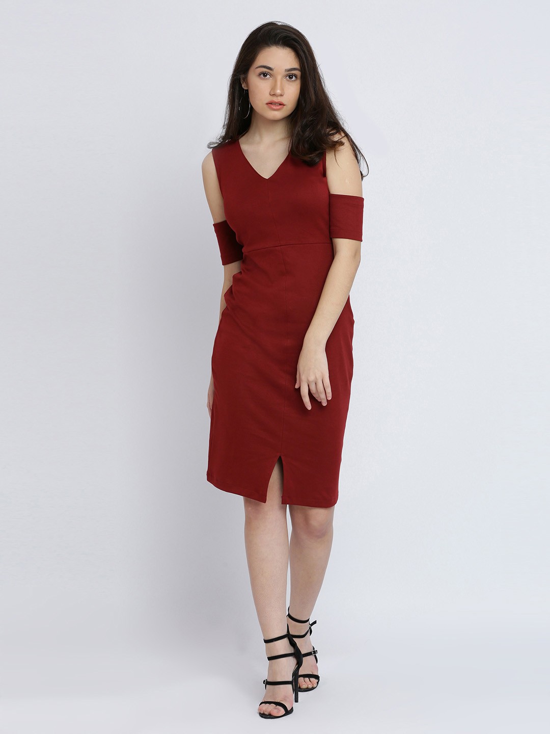 

Miss Chase Women Maroon Solid A-Line Dress
