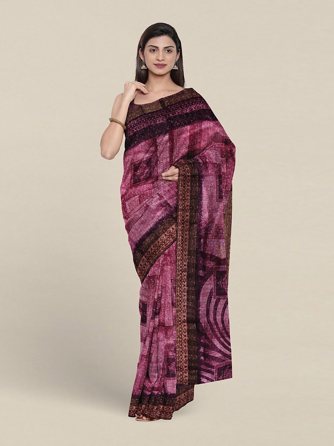 

Pothys Floral Printed Cotton Blend Saree, Purple