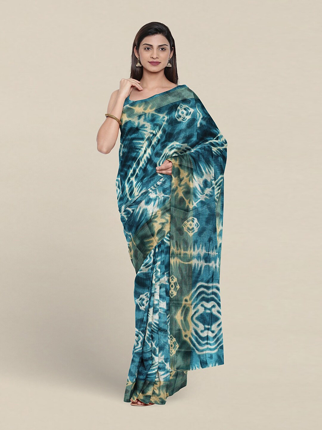

Pothys Tie and Dye Zari Saree, Blue