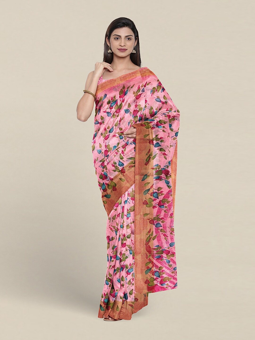 

Pothys Floral Printed Saree, Pink