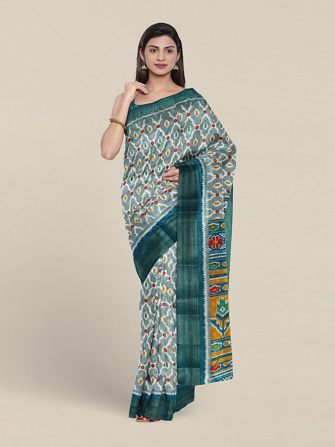 

Pothys Ethnic Motifs Printed Zari Saree, Blue