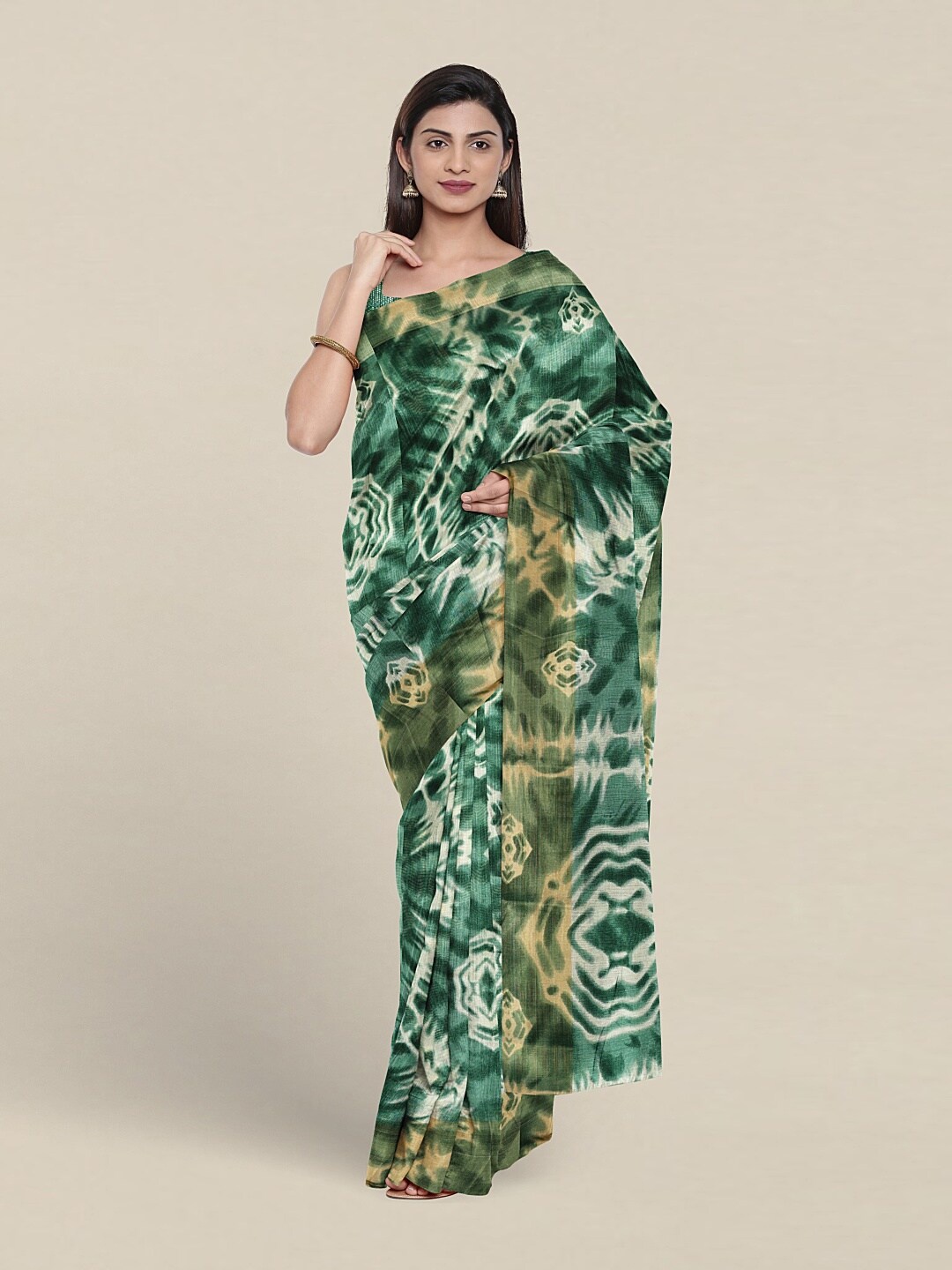 

Pothys Abstract Printed Saree, Green