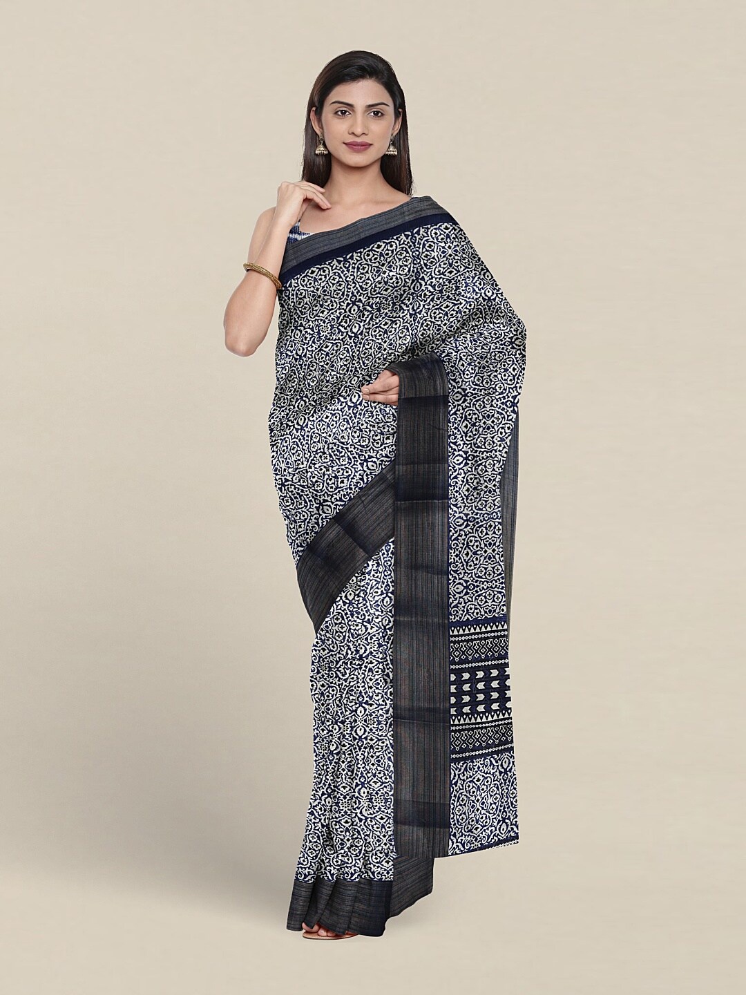 

Pothys Ethnic Motifs Printed Zari Saree, Blue