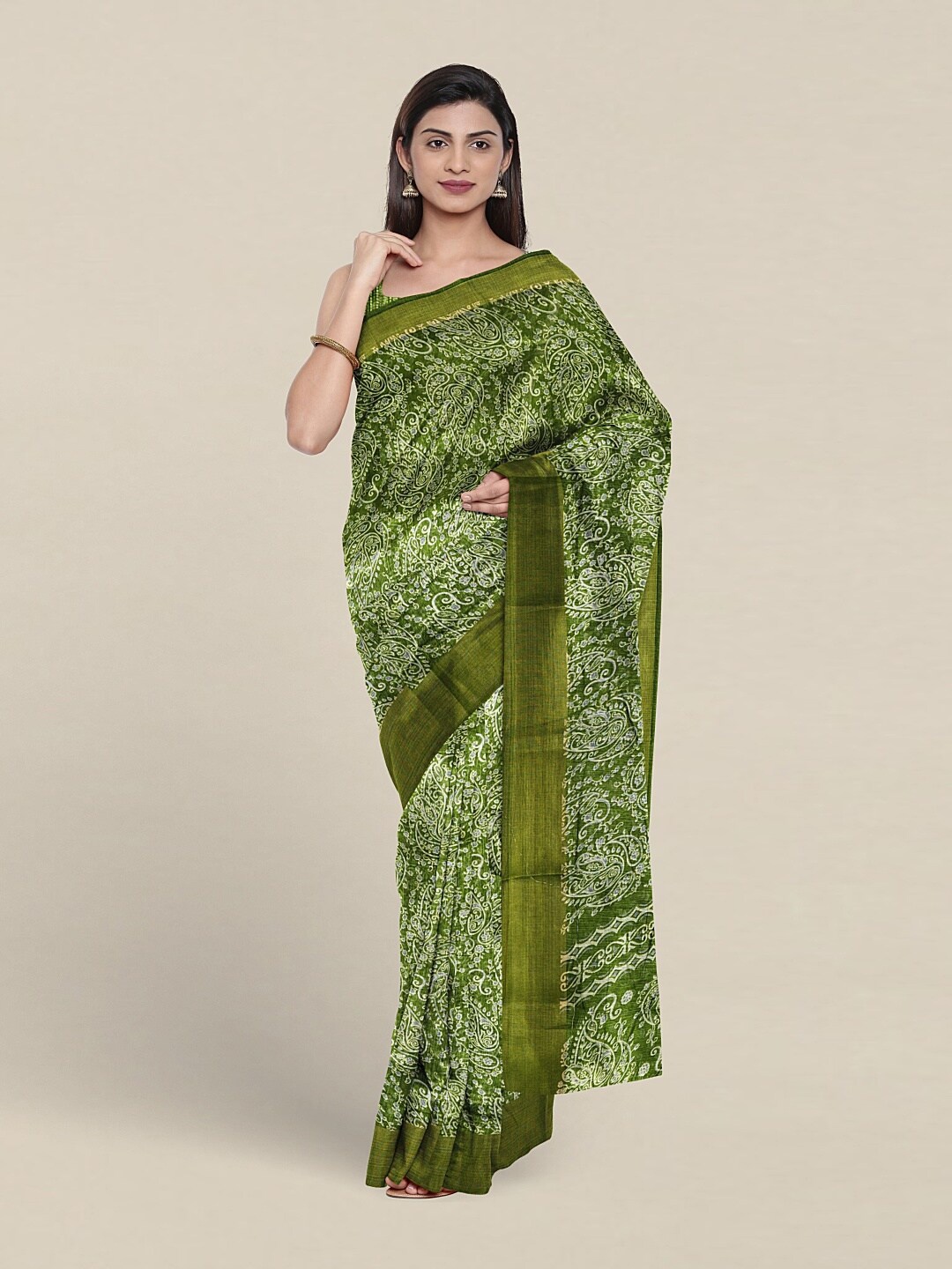 

Pothys Paisley Printed Saree, Green