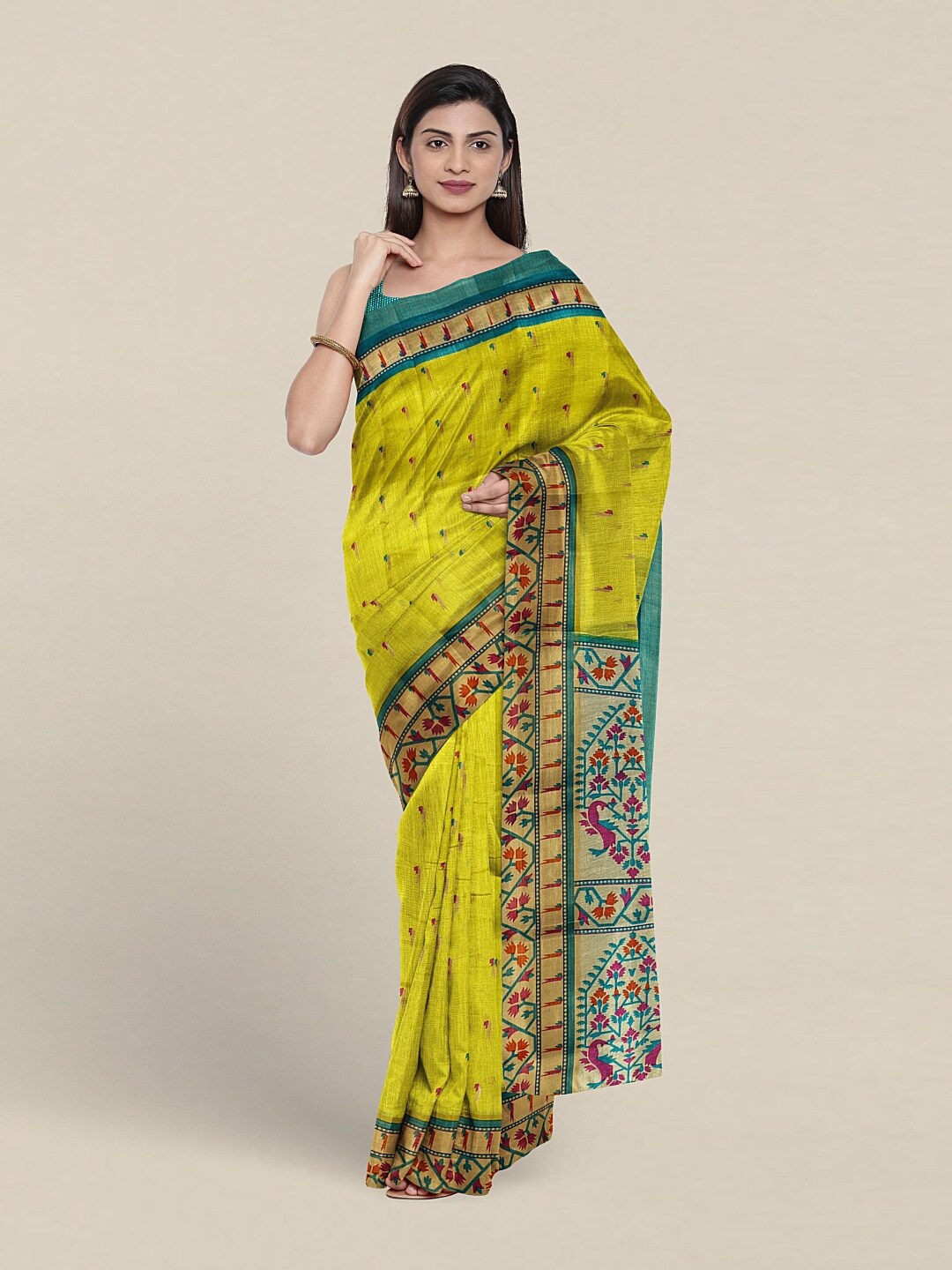 

Pothys Ethnic Motifs Woven Design Zari Saree, Green