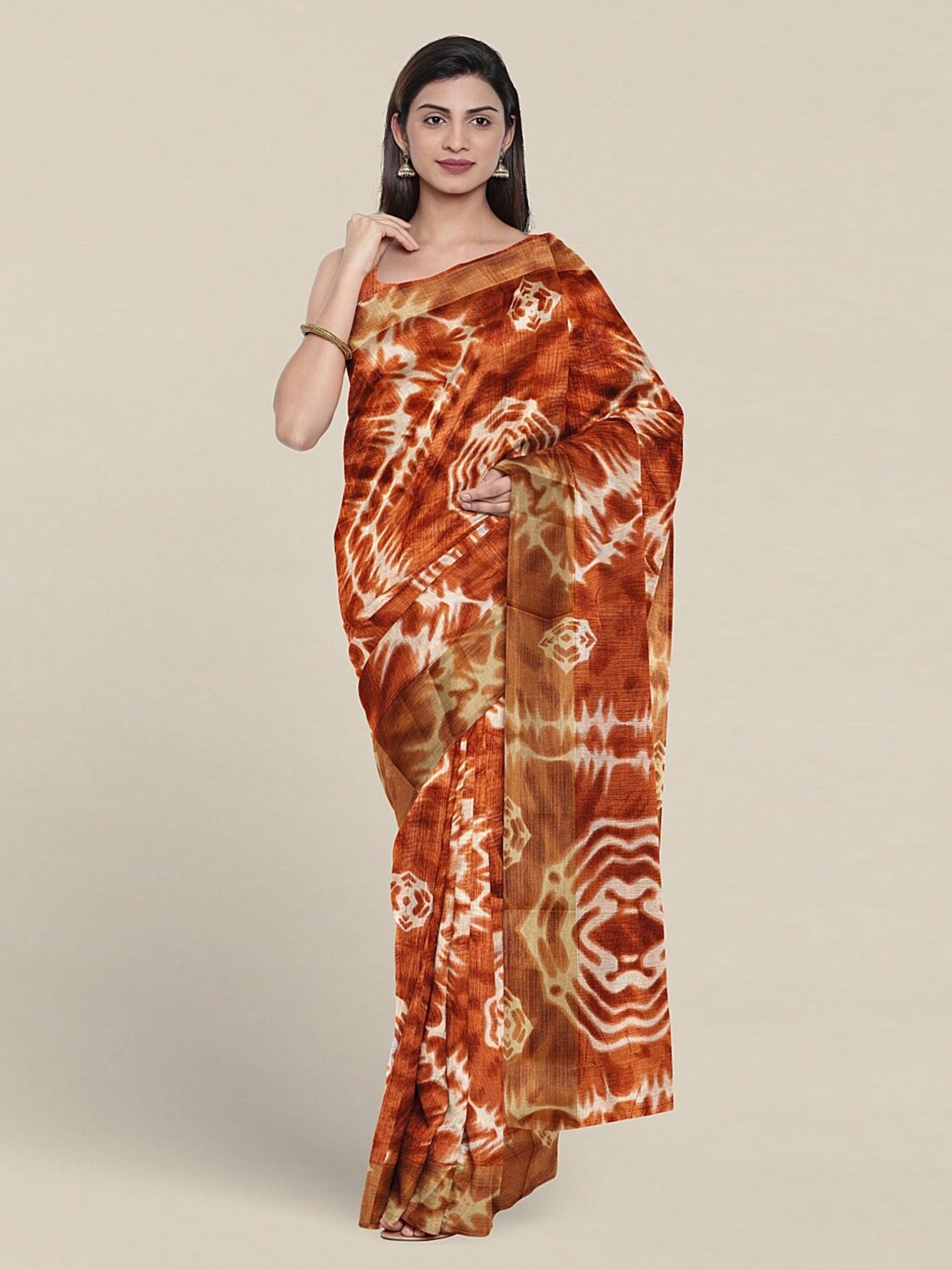 

Pothys Tie and Dye Dyed Zari Saree, Rust