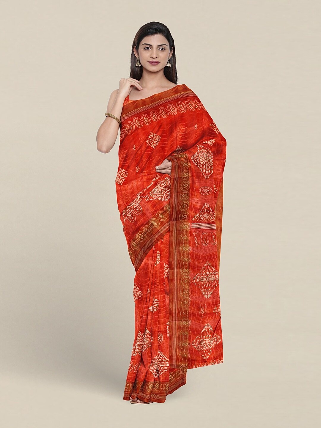 

Pothys Ethnic Motifs Printed Zari Saree, Red