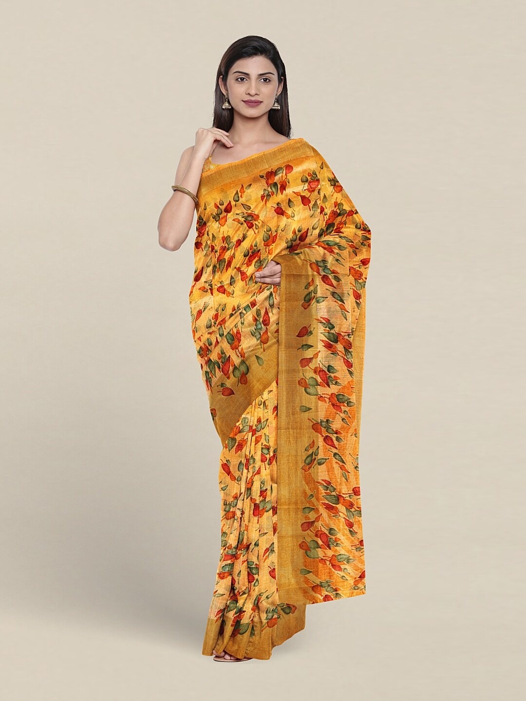 

Pothys Floral Printed Zari Saree, Orange