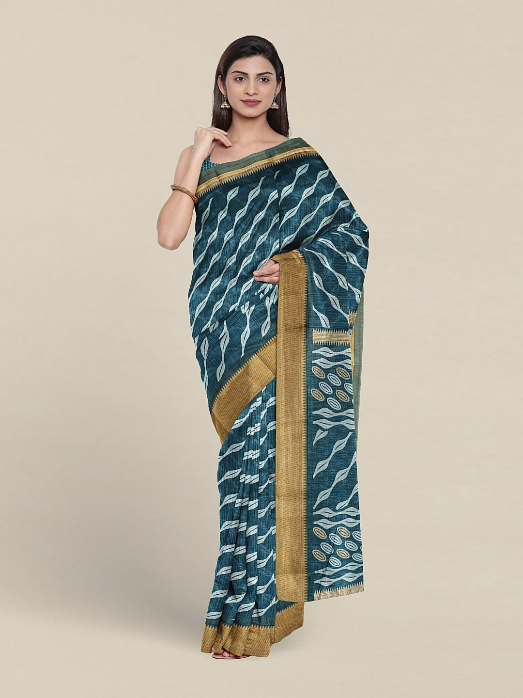 

Pothys Striped Zari Saree, Blue