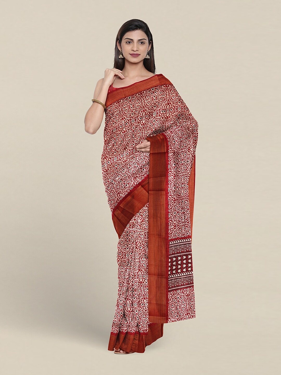 

Pothys Ethnic Motifs Printed Zari Saree, Maroon