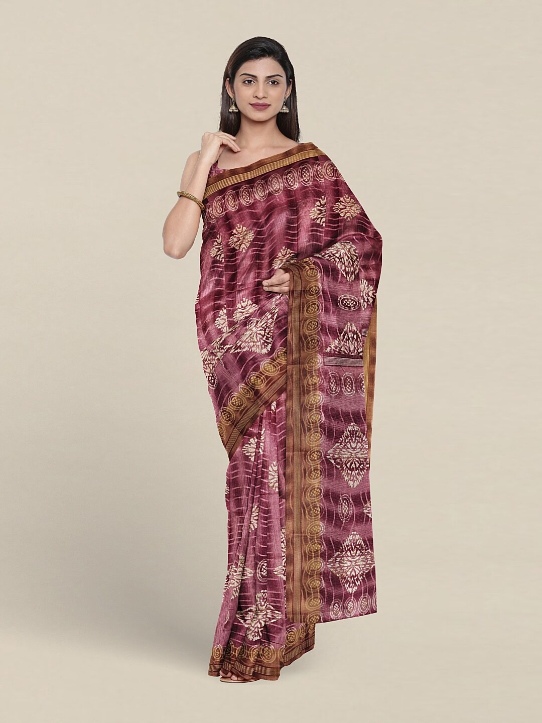 

Pothys Ethnic Motifs Printed Zari Saree, Purple