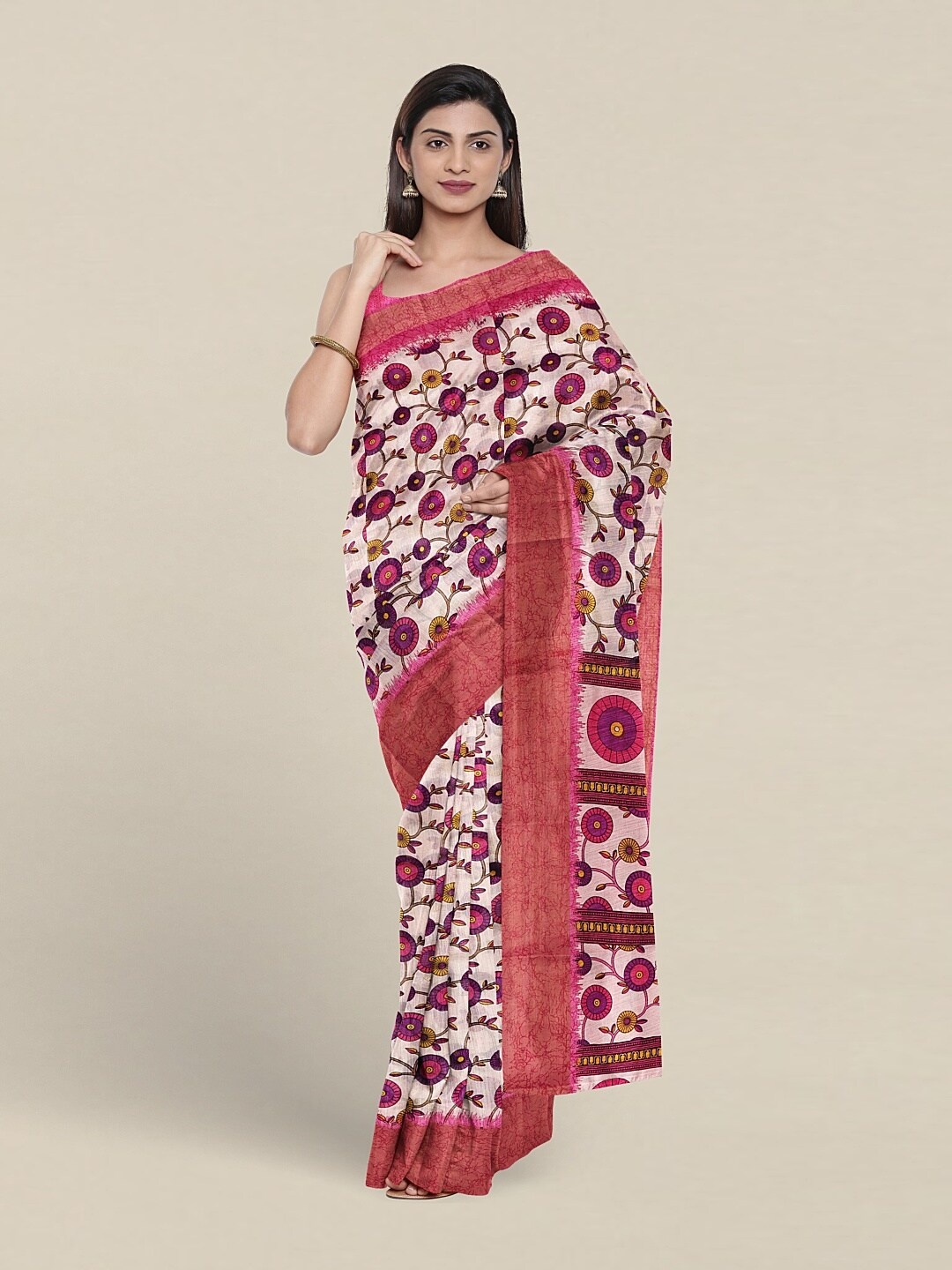 

Pothys Ethnic Motifs Printed Saree, Off white