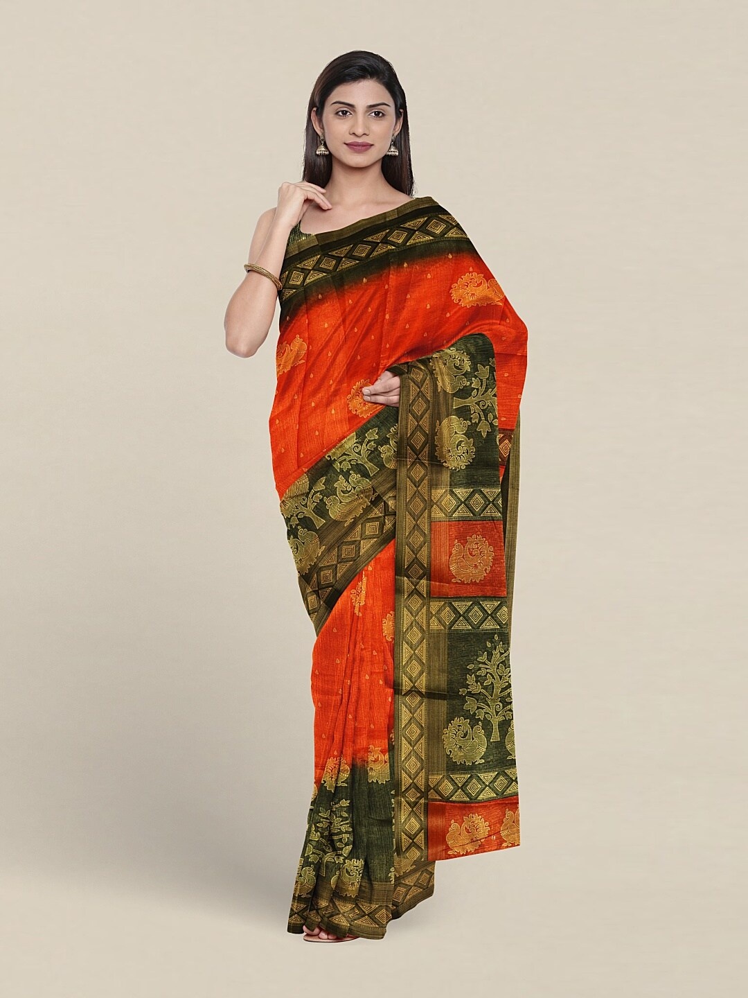 

Pothys Ethnic Motifs Woven Design Saree, Orange