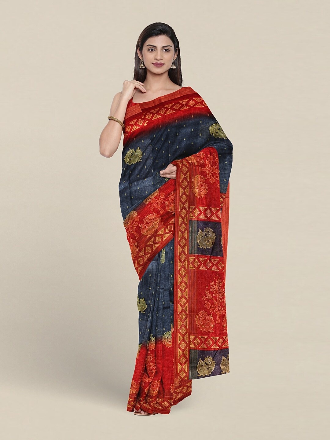 

Pothys Ethnic Motifs Printed Zari Saree, Grey
