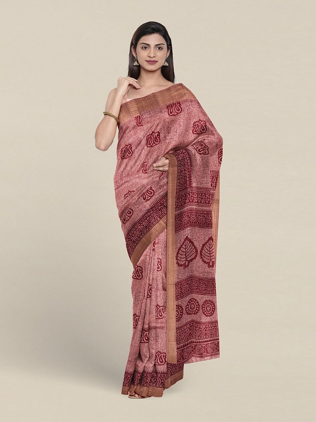 

Pothys Paisley Printed Pure Cotton Saree, Pink