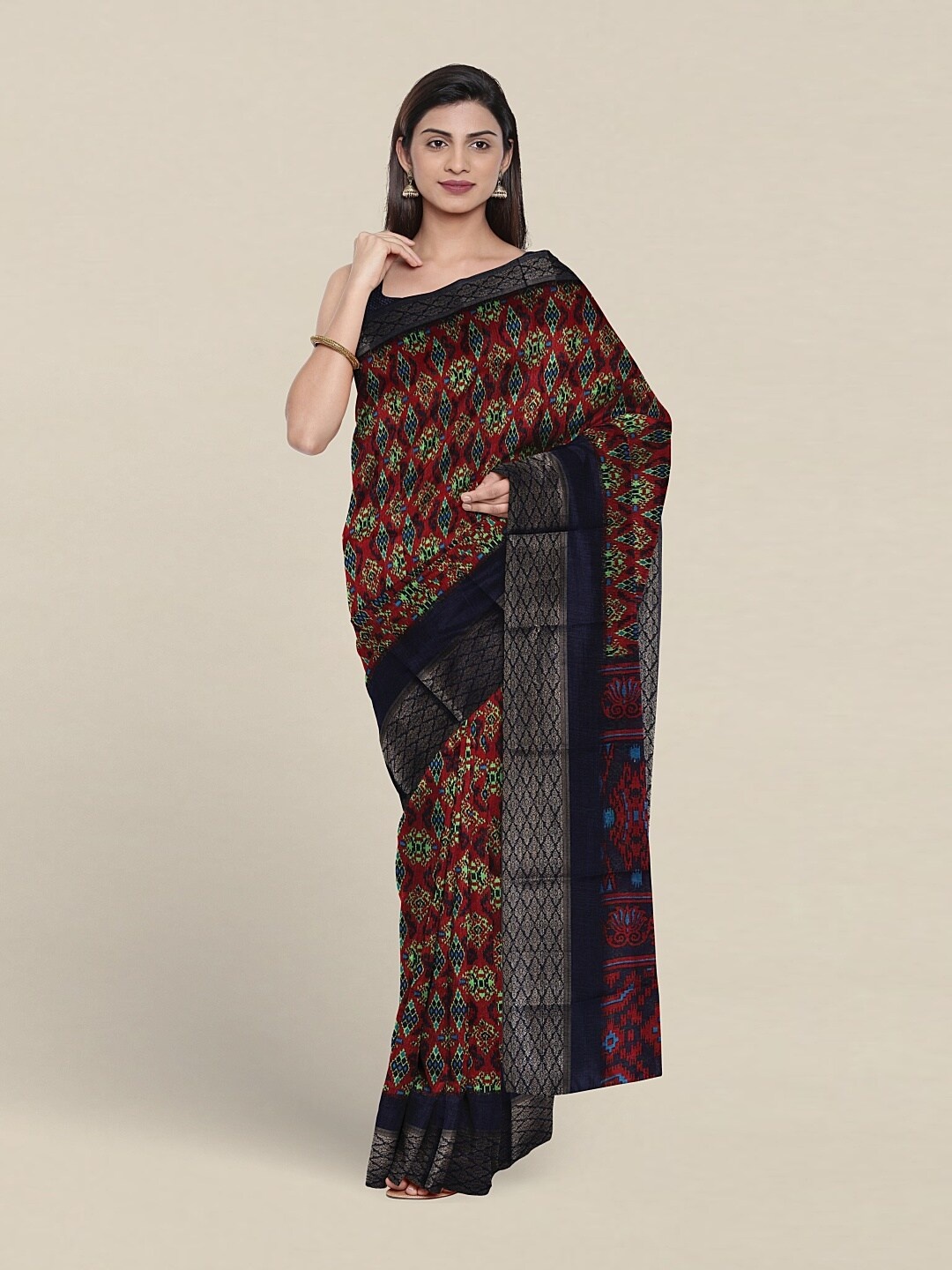 

Pothys Ethnic Motifs Printed Saree, Maroon