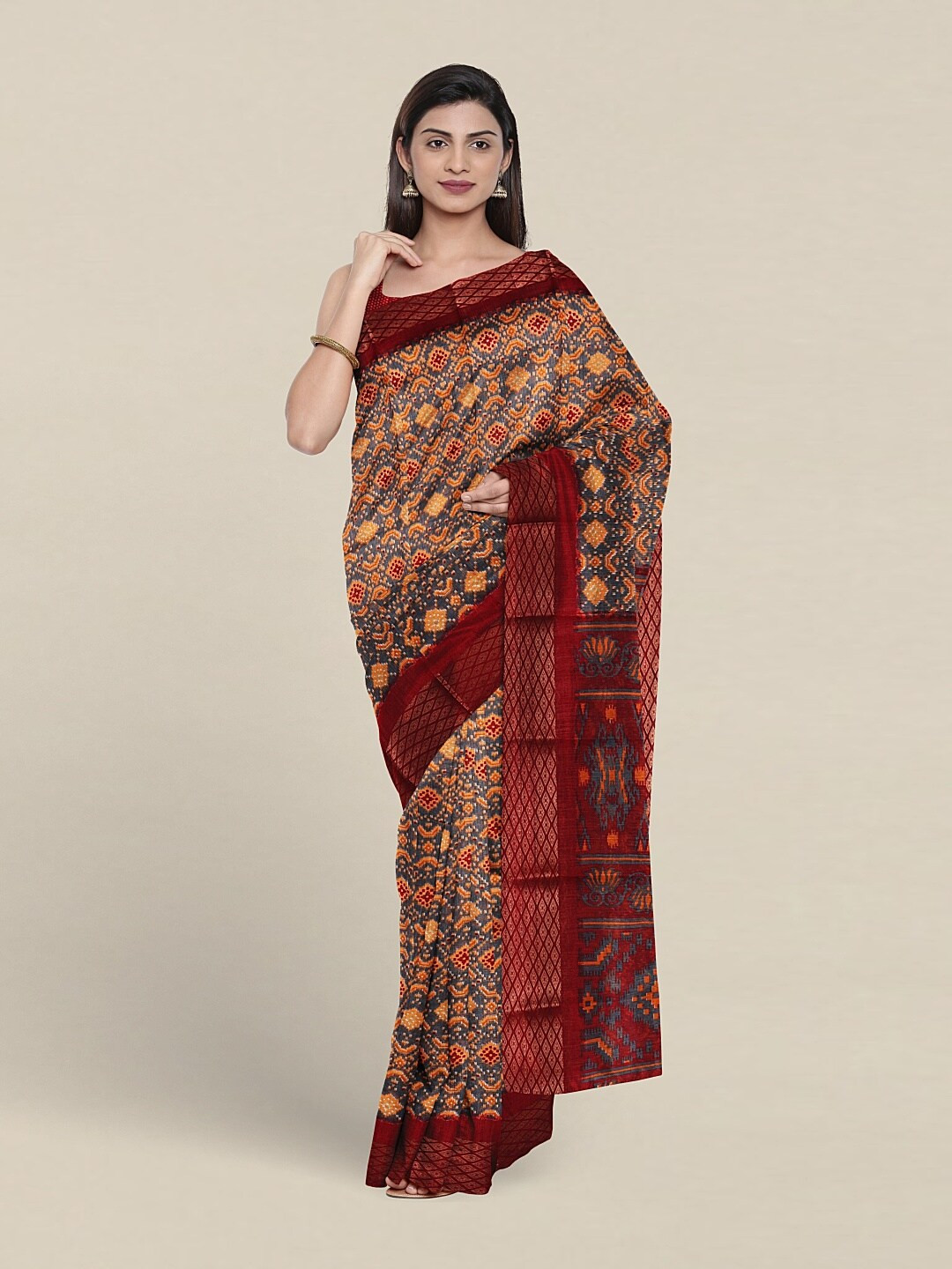 

Pothys Ethnic Motifs Printed Saree, Grey
