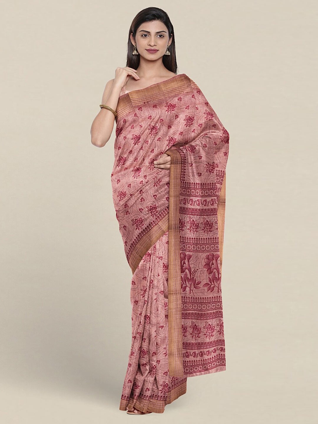 

Pothys Floral Printed Pure Cotton Saree, Mauve