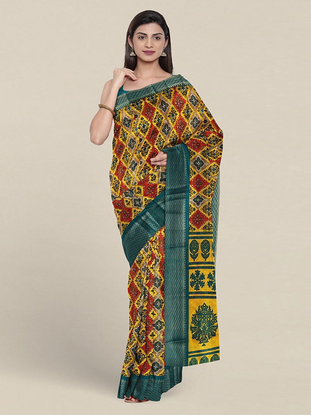 

Pothys Ethnic Motifs Printed Saree, Yellow
