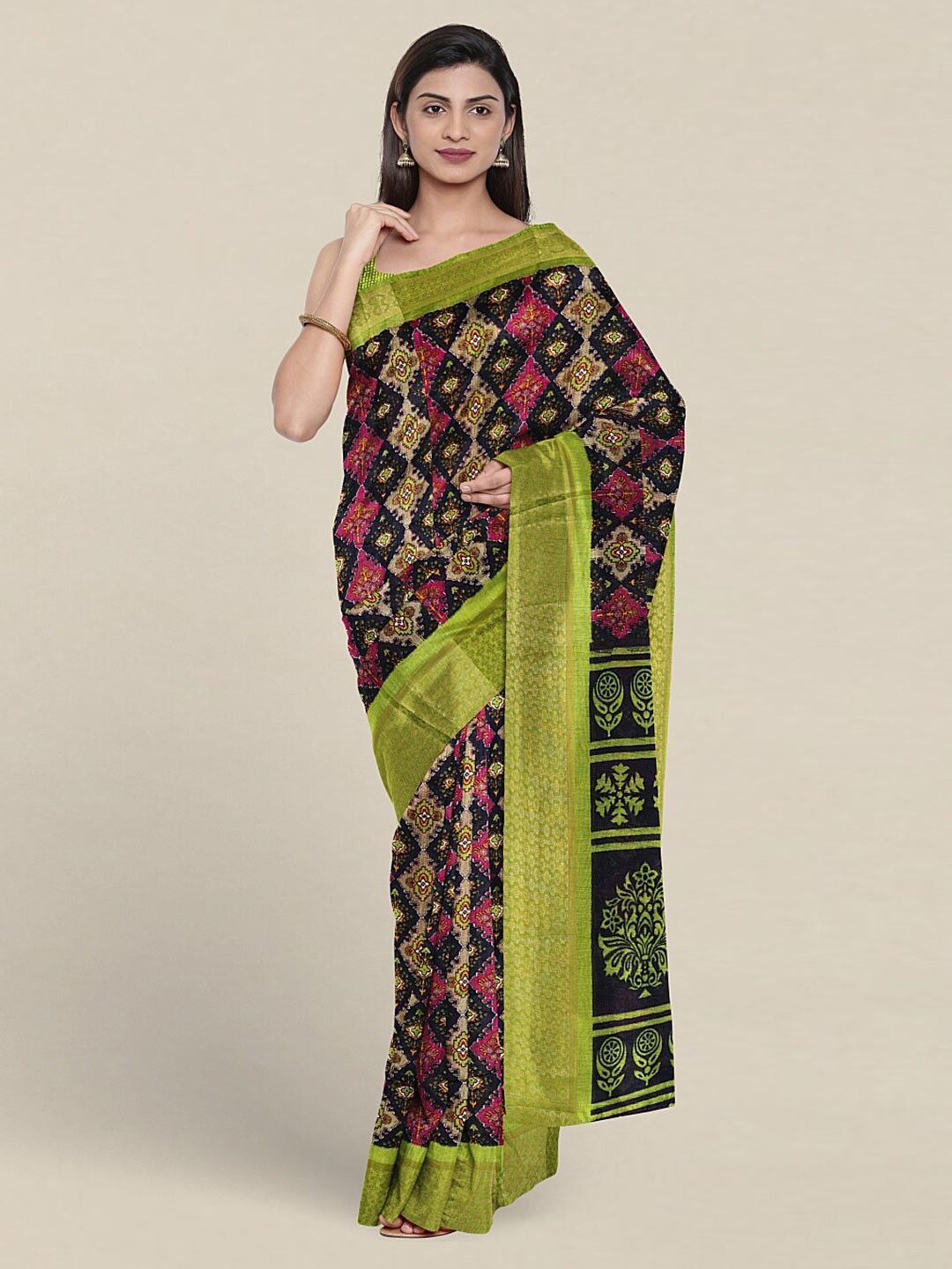 

Pothys Ethnic Motifs Printed Saree, Navy blue