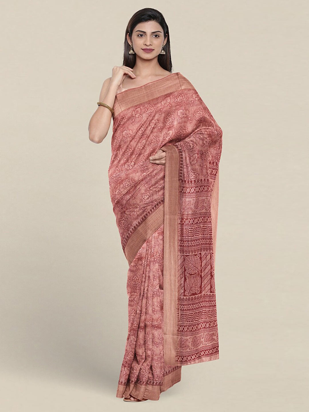 

Pothys Floral Printed Pure Cotton Saree, Pink