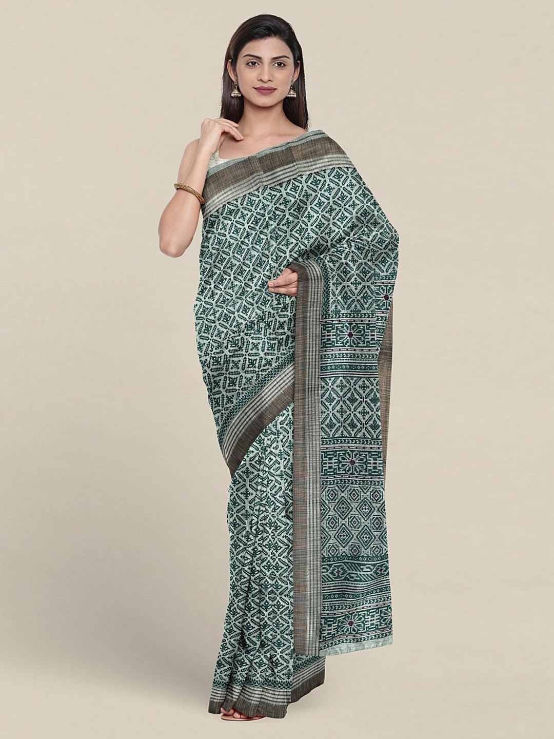 

Pothys Ethnic Motifs Printed Pure Cotton Saree, Green