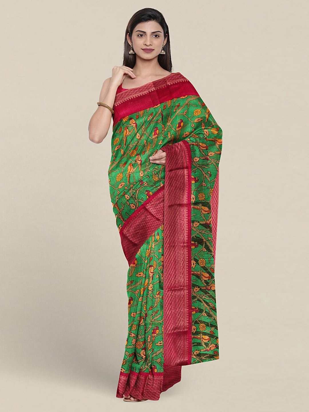 

Pothys Ethnic Motif Printed Saree, Green