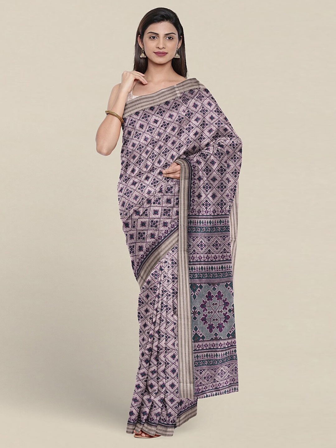 

Pothys Ethnic Motifs Printed Pure Cotton Saree, Lavender