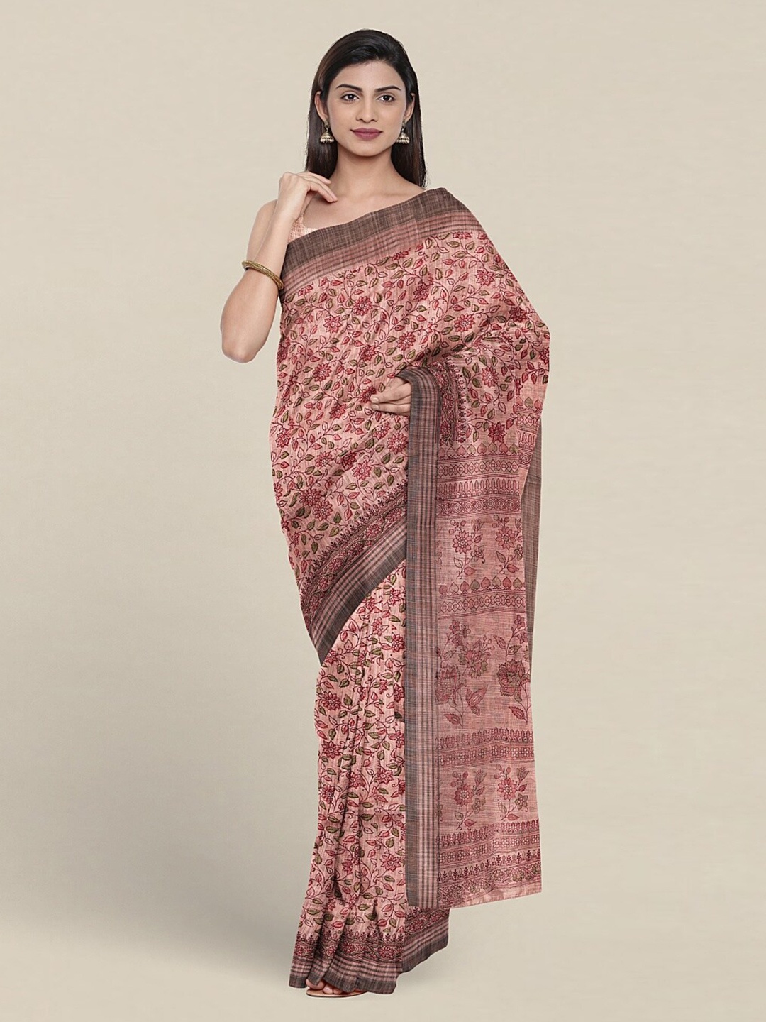 

Pothys Floral Printed Pure Cotton Saree, Pink