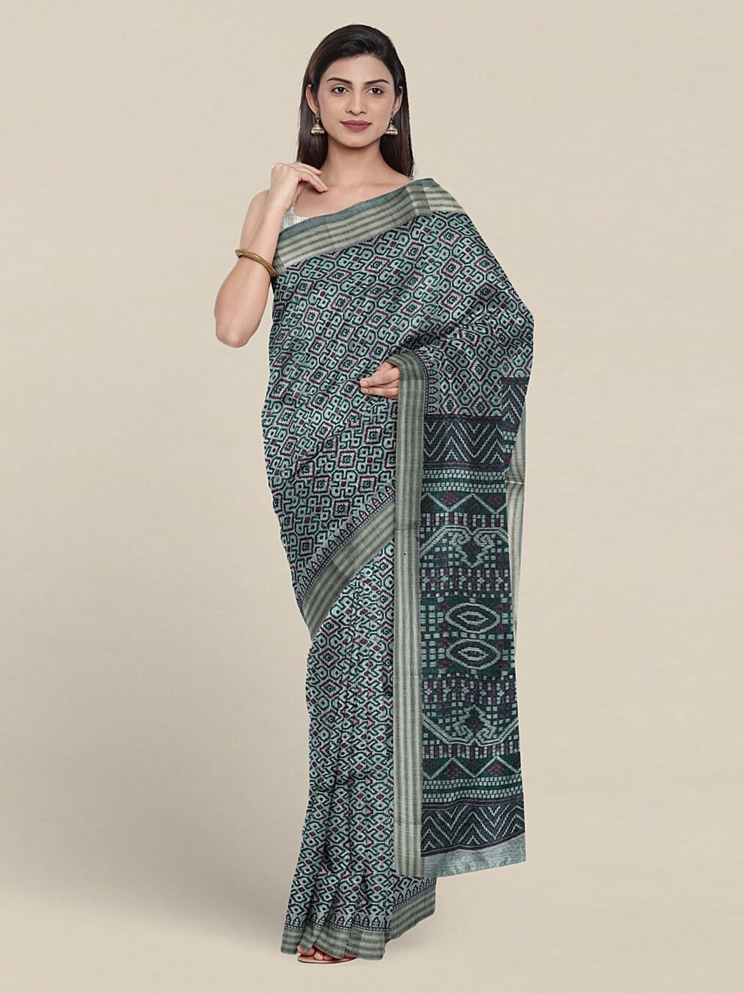 

Pothys Ethnic Motifs Printed Pure Cotton Saree, Green