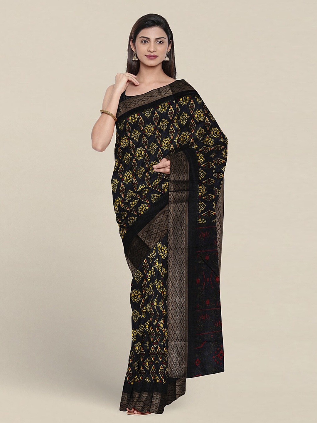 

Pothys Ethnic Motifs Printed Saree, Navy blue