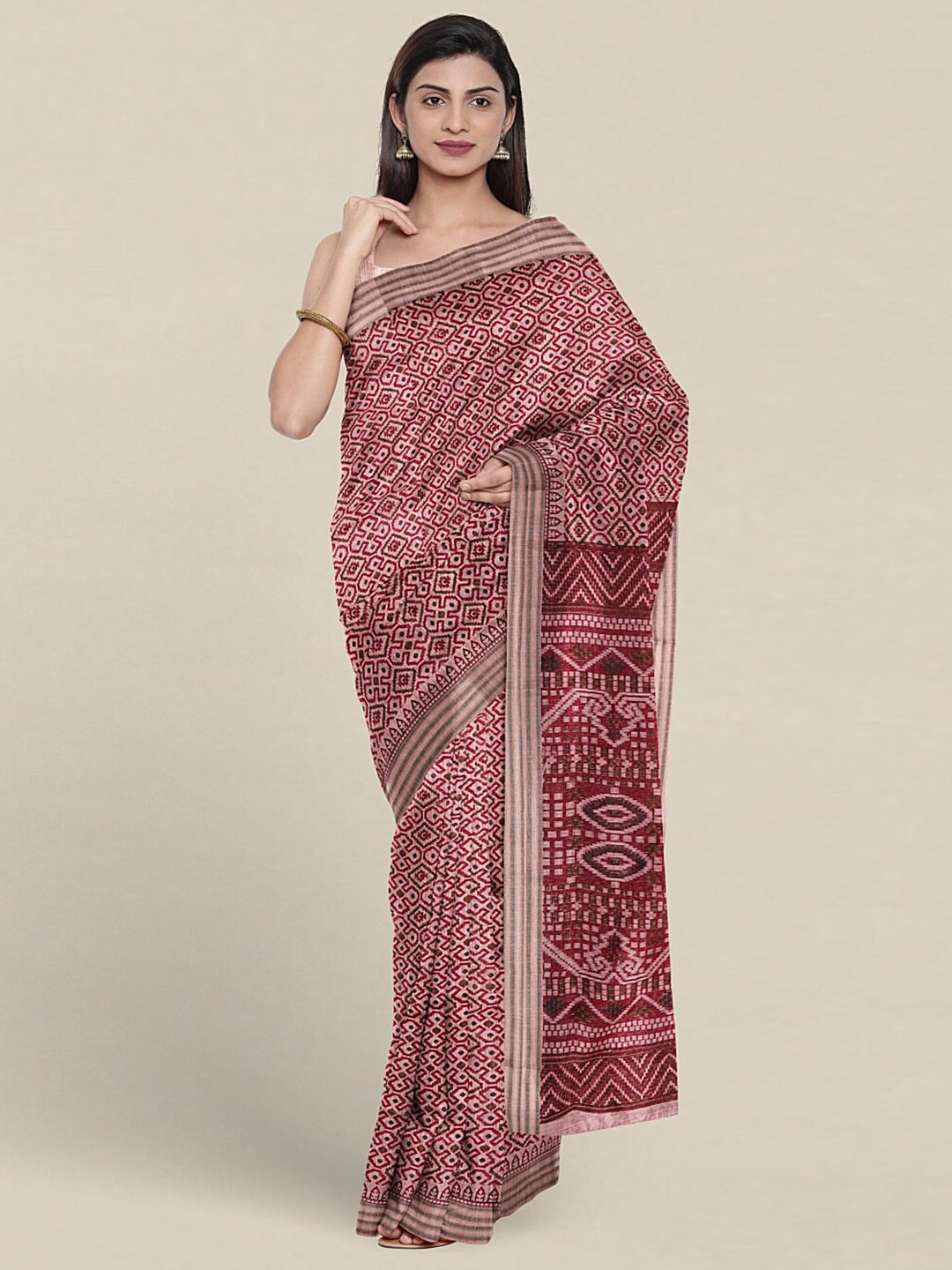 

Pothys Ethnic Motifs Printed Pure Cotton Saree, Pink