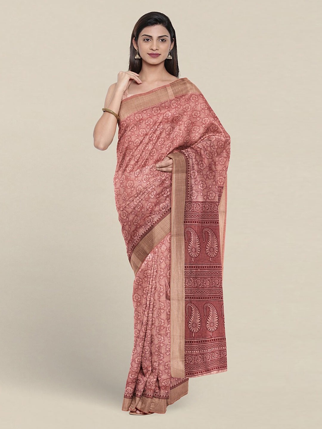 

Pothys Floral Printed Pure Cotton Saree, Pink
