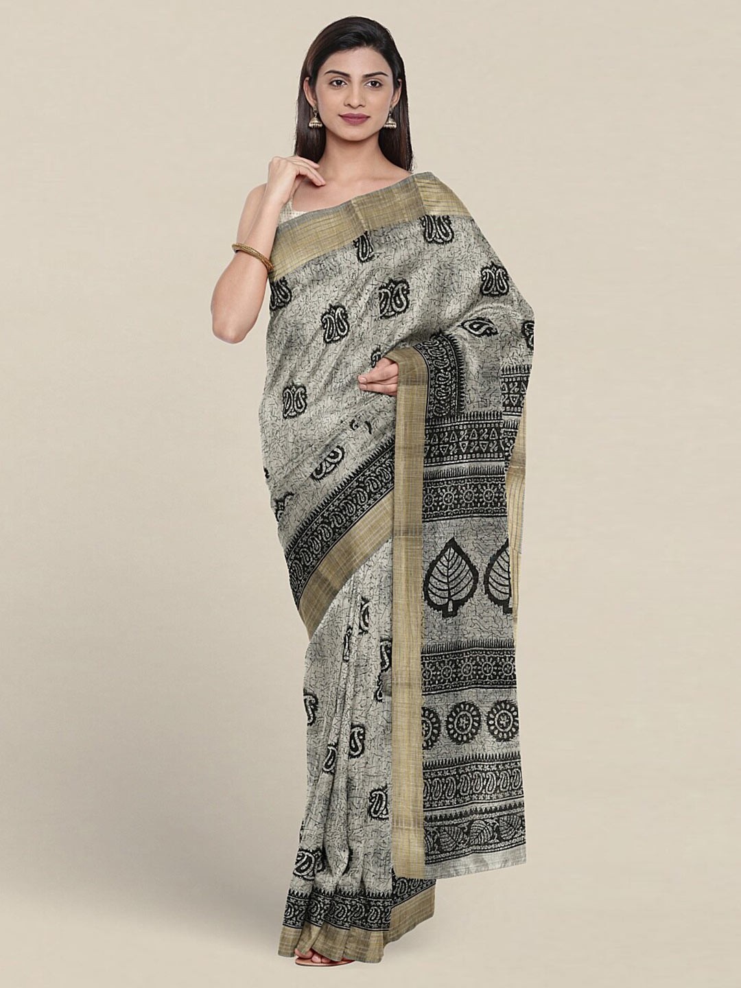 

Pothys Ethnic Motifs Printed Pure Cotton Saree, Grey