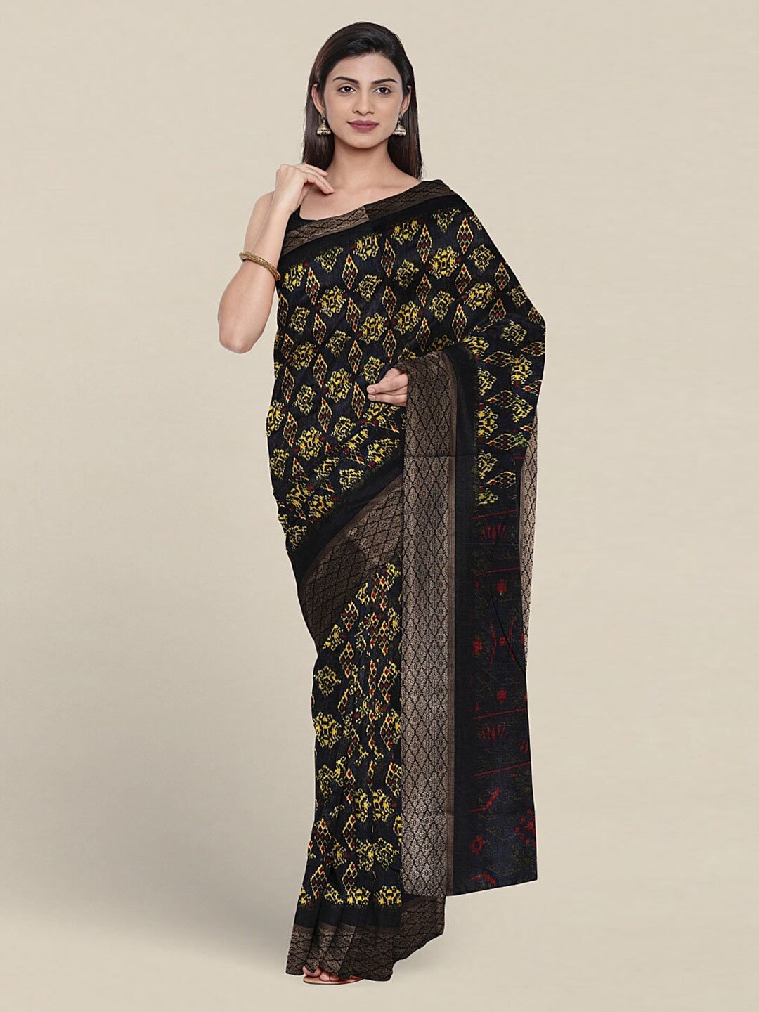 

Pothys Ethnic Motifs Printed Saree, Navy blue