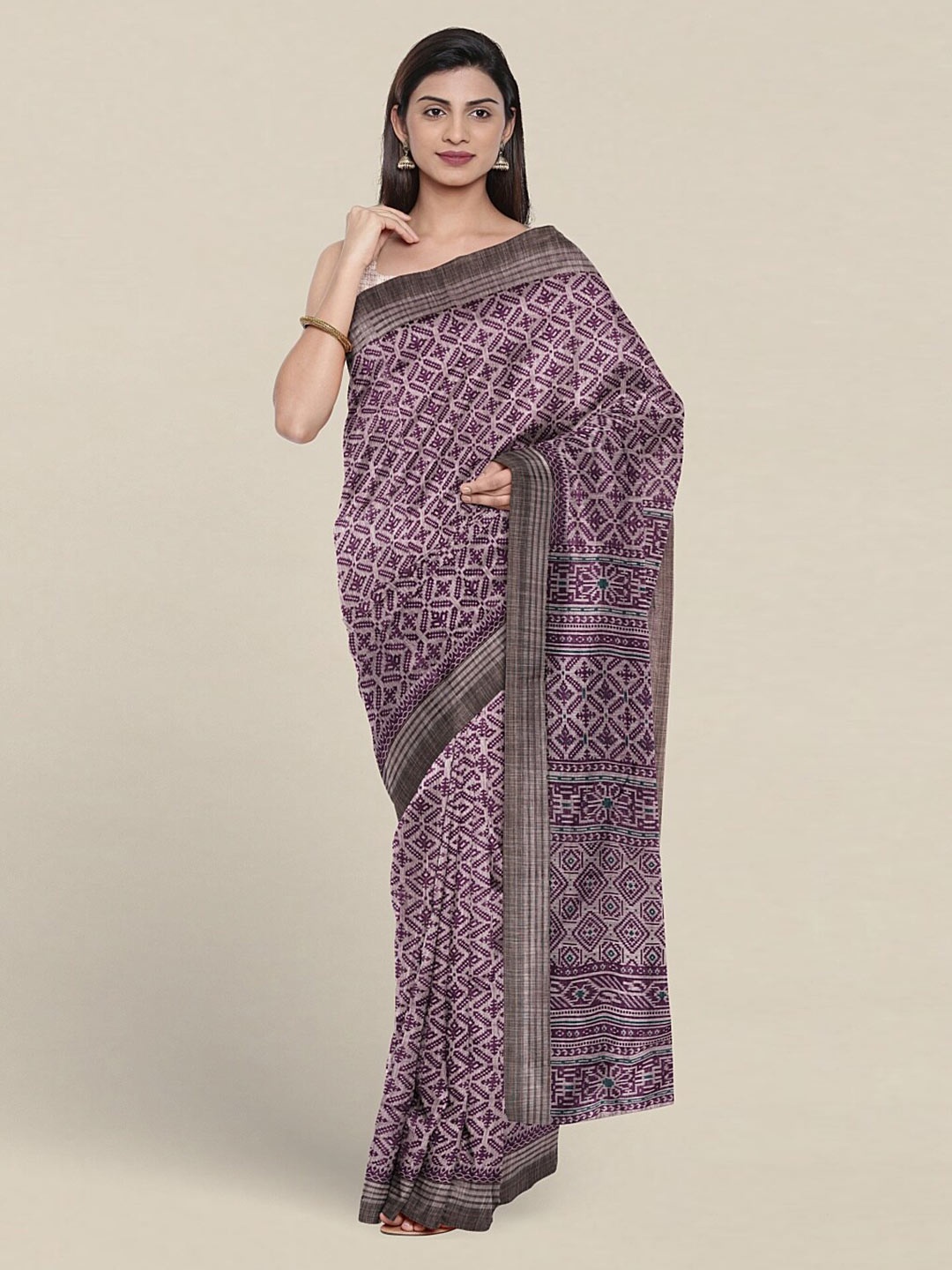 

Pothys Ethnic Motifs Printed Pure Cotton Saree, Lavender