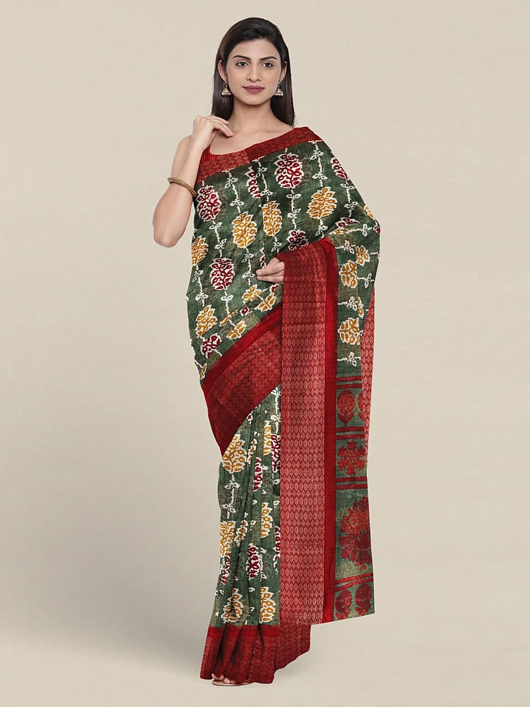 

Pothys Floral Printed Saree, Green