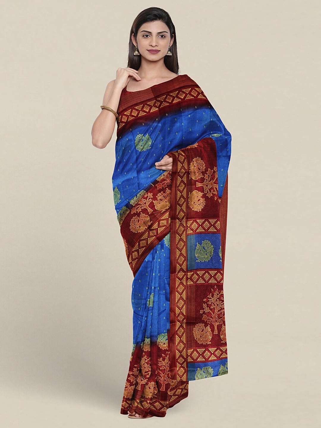 

Pothys Ethnic Motifs Printed Saree, Blue