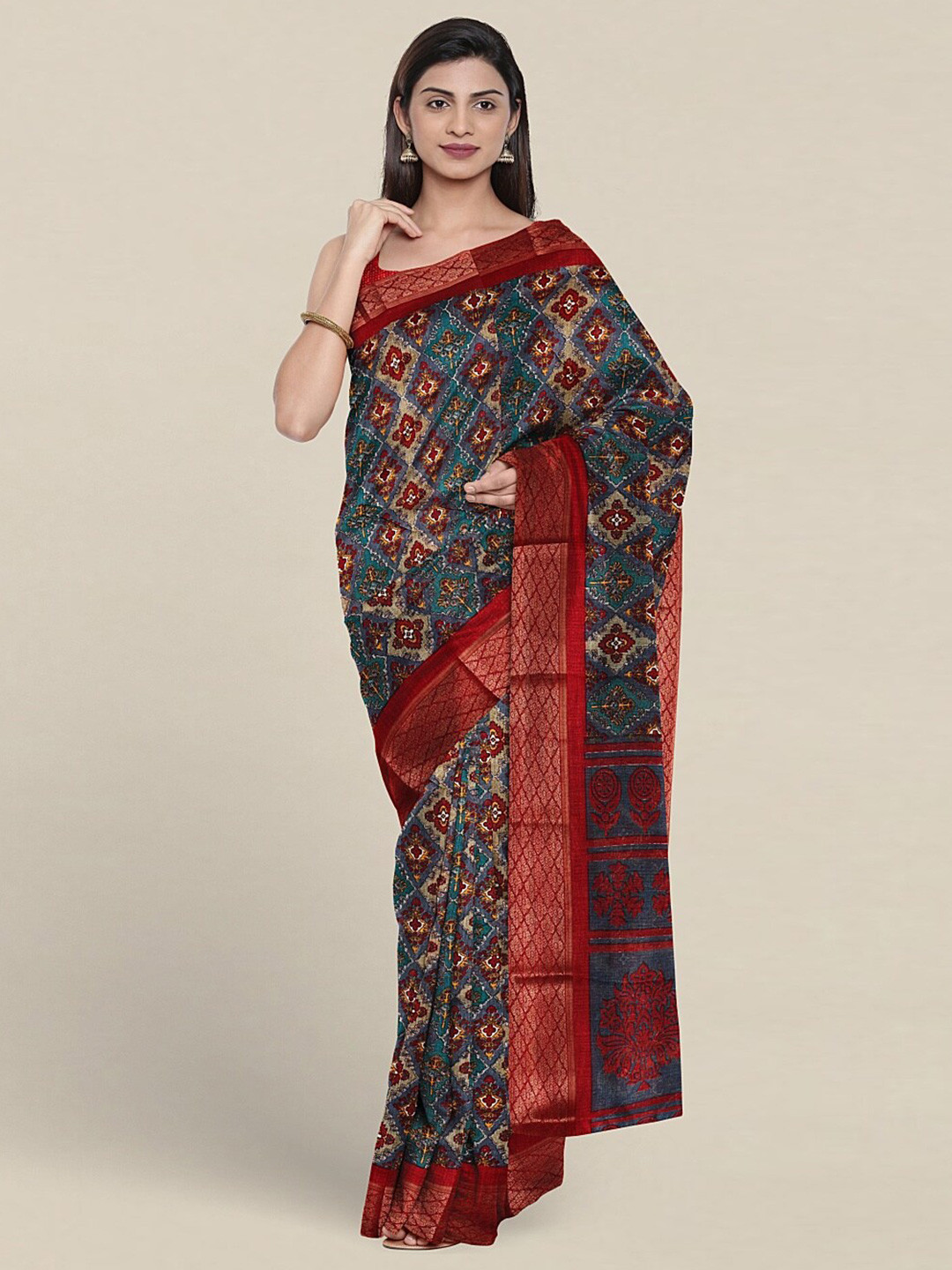 

Pothys Ethnic Motifs Printed Saree, Grey