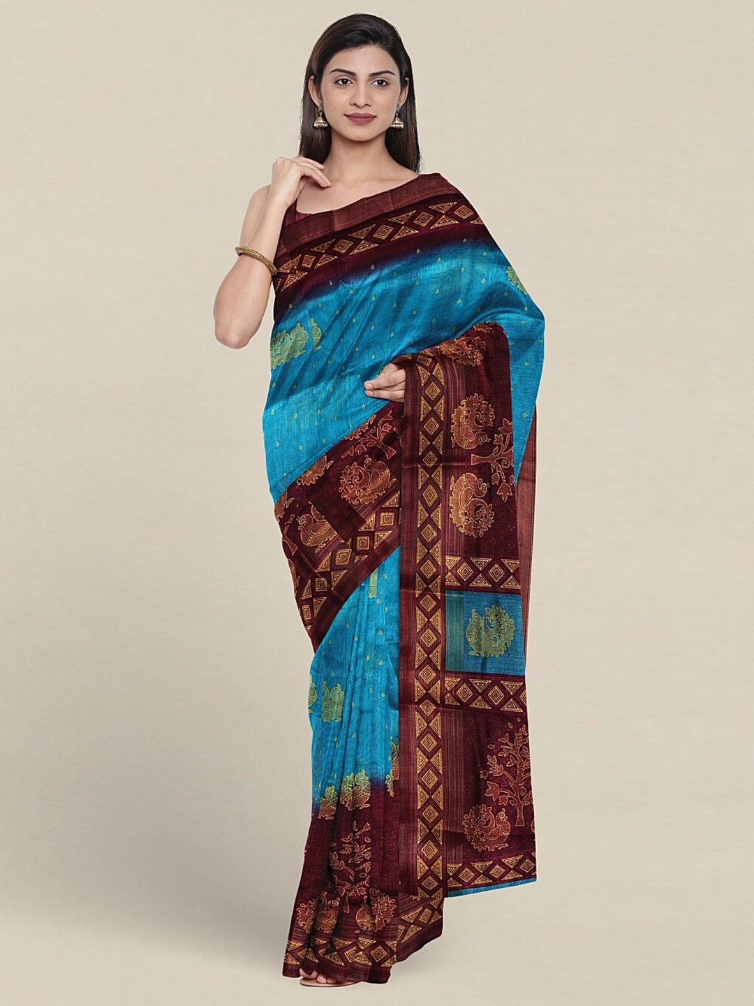 

Pothys Ethnic Motifs Printed Saree, Blue